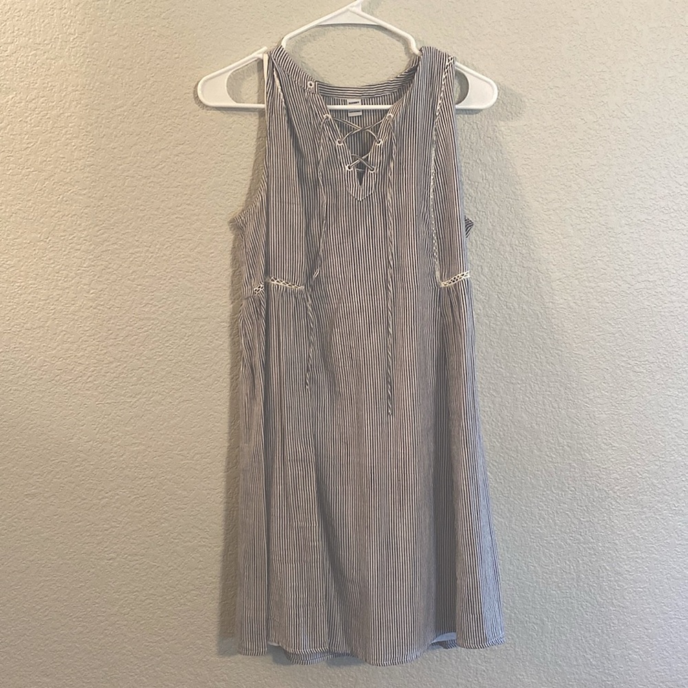 Old Navy Sundress - pinstripe pattern with embroidery detail